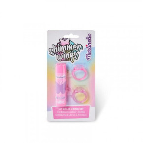 Martinelia Shimmer Wings Lip Balm & Ring Set Lūpų balzamo ir žiedų rinkinys vaikams Raspberry