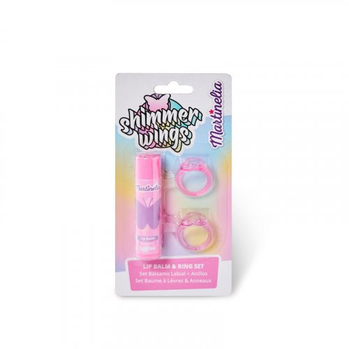 Martinelia Shimmer Wings Lip Balm & Ring Set Lūpų balzamo ir žiedų rinkinys vaikams Raspberry