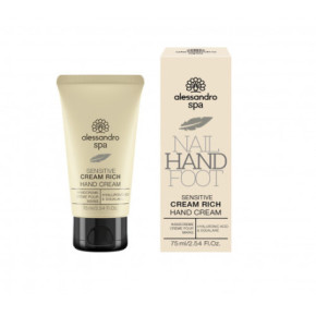 Alessandro Hand Spa Sensitive Cream Rich Intensyviai drėkinamasis rankų kremas su hialurono rūgštimi ir skvalenu 75ml