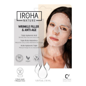 IROHA Tissue Face & Neck Mask Triple HA Veido ir kaklo kaukė su hialurono rūgštimi 23ml
