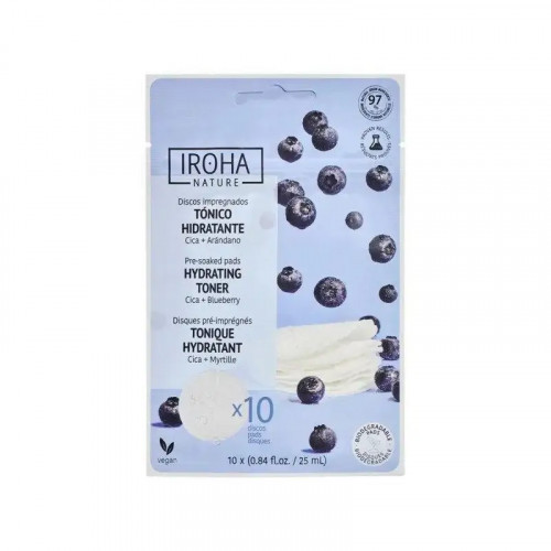 IROHA Nature Hydrating & Soothing Toner Pad Blueberry Veidą drėkinantys padeliai 10 vnt.