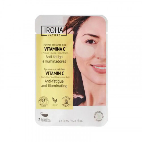 IROHA Nature Eye Contour Patches Vitamin C Cucumber & Hyaluronic Acid Paakių kaukė 2x8ml