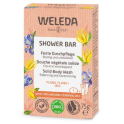 Weleda Shower Bar Solid Body Wash Ylang Ylang & Iris Dušo muilas su kvapiosiomis kanangomis ir vilkdalgiais 75g