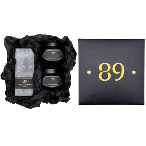 Aromatic 89 Body Care & Perfumed Candle Set Kūno priemonių ir palmių vaško žvakės rinkinys Ohena (Gold)