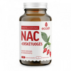 Ecosh N-Acetil Maisto papildas NAC su erškėtuogėmis 90 kapsulių