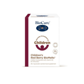 Biocare Children's Red Berry BioMelts Gerųjų bakterijų ir vitamino D milteliai 28x1g
