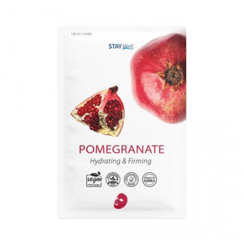 STAY WELL Climate Neutral Nourishing & Brightening Sheet Mask Pomegranat Maitinanti ir šviesinanti veido kaukė 1vnt.