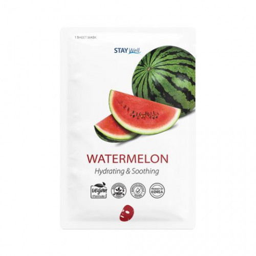 STAY WELL Climate Neutral Hydrating & Soothing Sheet Mask Watermelon Drėkinanti ir raminanti veido kaukė 1vnt.