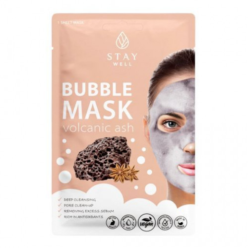 STAY WELL Deep Cleansing Bubble Mask Volcanic Giliai valanti, nuplaunama veido kaukė 1vnt.