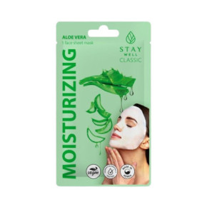 STAY WELL Classic Mask Moisturizing Aloe Vera Drėkinanti veido kaukė 1vnt.