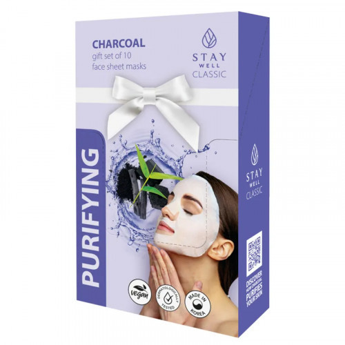 STAY WELL Classic Mask Purifying Charcoal Valomoji veido kaukė 1 vnt.