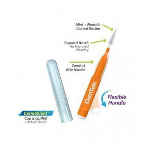 Dentek Easy Brush Reusable Interdental Cleaners Tarpdančių šepetėliai 10 vnt.