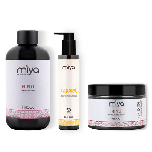 Miya Hinu Treatment Box Natūralus plaukų priežiūros rinkinys riebiai galvos odai