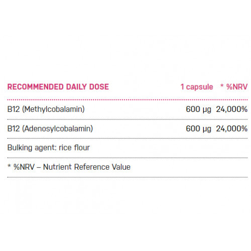 Ecosh Vitamin B12 Bioaktyvus vitaminas B12 1200µg 90 kapsulių