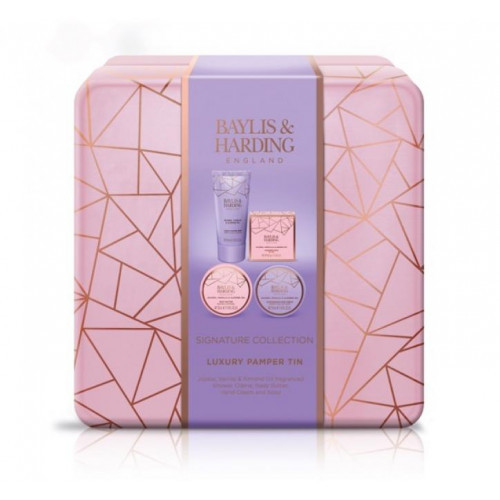 Baylis & Harding Jojoba, Vanilla & Almond Oil Luxury Pamper Tin Gift Set Dovanų komplektas