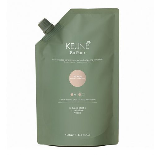 Keune So Pure Polish Conditioner Refill Kondicionieriaus papildymas, suteikiantis plaukams blizgesio, glotnumo ir lygumo 400ml