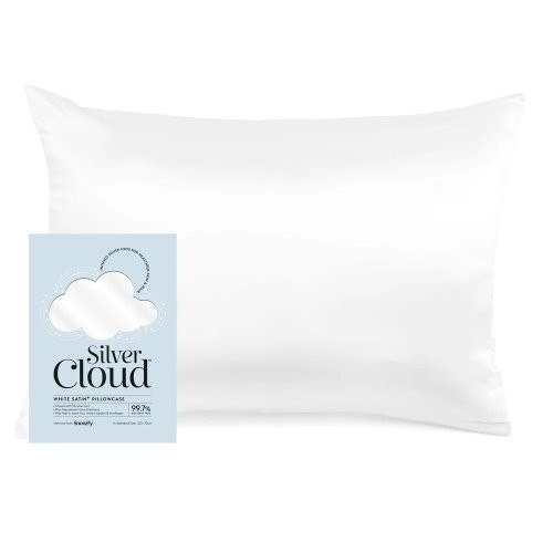 Silver Cloud Satin Pillowcase Infused with Silver Ions Sidabro jonais prisotintas satino pagalvės užvalkalas Charcoal