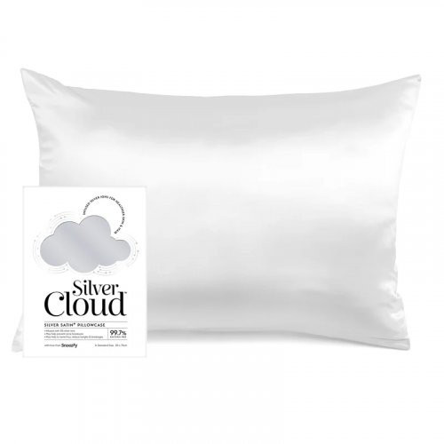 Silver Cloud Satin Pillowcase Infused with Silver Ions Sidabro jonais prisotintas satino pagalvės užvalkalas Charcoal