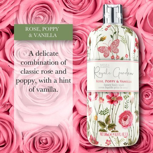 Baylis & Harding Royale Garden Rose, Poppy & Vanilla Body Wash Kūno prausiklis 500ml