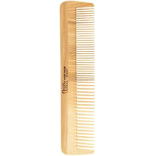 TEK Natural Ash Wood Thick and Very Thick Comb Plaukų šukos su siaurais ir plačiais dantukais