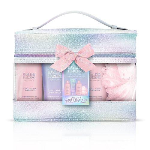 Baylis & Harding Jojoba, Vanilla & Almond Oil Luxury Vanity Bag Gift Set Prabangus kūno priežiūros rinkinys