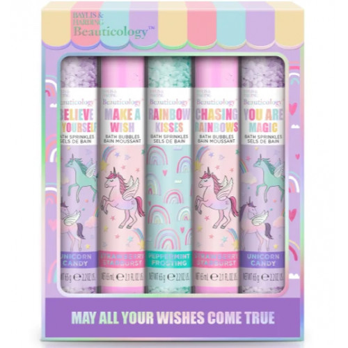 Baylis & Harding Rainbow Sparkle And A Magical Unicorn Gift Set Šventinis vonios rinkinys vaikams Rinkinys