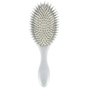 Olivia Garden Expert Care Oval Nylon Bristles Silver Plaukų šepetys jonizuotais antistatiniais šereliais