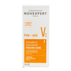 Novexpert PHA + AHA Vitamin C Radiance Peeling Care Šveičiamasis naktinis serumas su Vit C 30ml