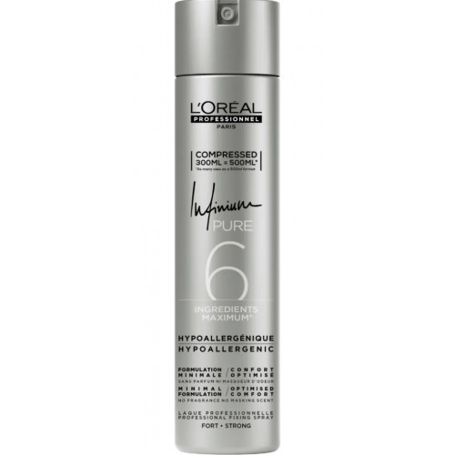 L'Oréal Professionnel Infinium Pure Strong Hair Spray Neįtikėtinai veiksmingas profesionalus plaukų lakas, stiprios fiksacijos 500ml