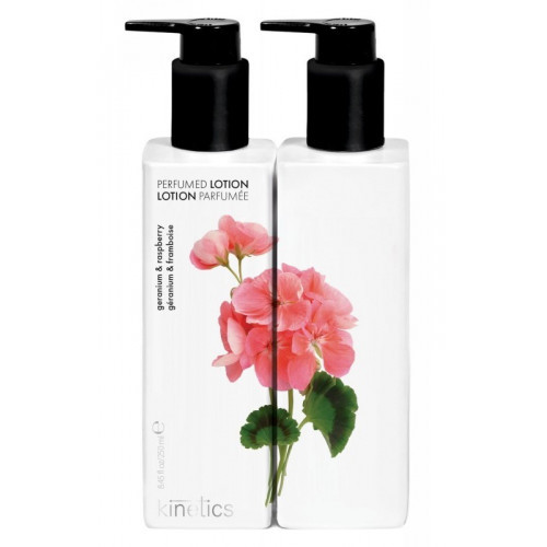 Kinetics Hand & Body Lotion Geranium & Raspberry Parfumuotas losjonas rankoms ir kūnui su snapučiu ir avietėmis 250ml