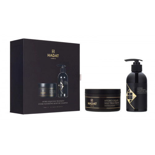 Hadat Cosmetics Nourishing Moisture & Liquid Silk Treatment Gift Box Maitinantis plaukų priemonių rinkinys Rinkinys