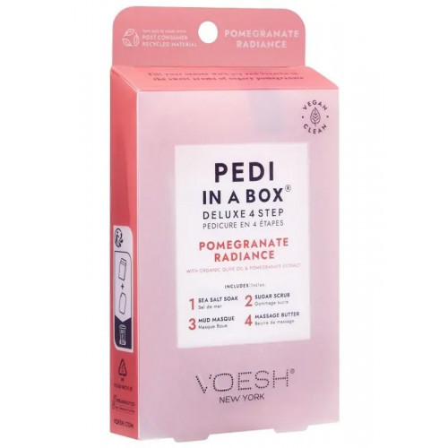 VOESH Pedi In A Box 4 in 1 Pomegranate Radiance Procedūra kojoms su granatų ekstraktu Rinkinys