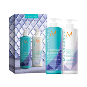 Moroccanoil Blonde Perfecting Purple Shampoo & Conditioner Duo Rinkinys šviesintiems plaukams