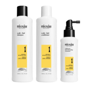 Nioxin System 1 Kit Plaukų priežiūros produktų rinkinys nestipriai retėjantiems, natūraliems plaukams 300ml+300ml+100ml