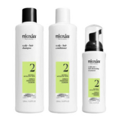 Nioxin System 2 Kit Plaukų priežiūros produktų rinkinys stipriai retėjantiems, natūraliems plaukams 300ml+300ml+100ml