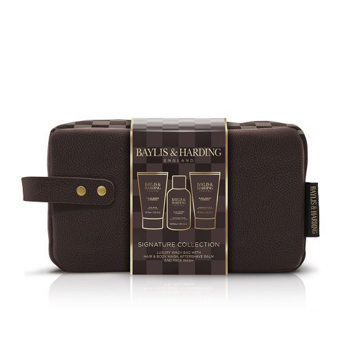 Baylis & Harding Signature Men's Black Pepper & Ginseng Gift Set Kūno priežiūros priemonių rinkinys vyrams su kosmetine