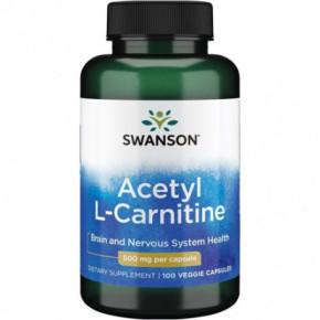 SWANSON Acetyl L-Carnitine 500mg Maisto papildas Acetil L-Karnitinas 100 kapsulių