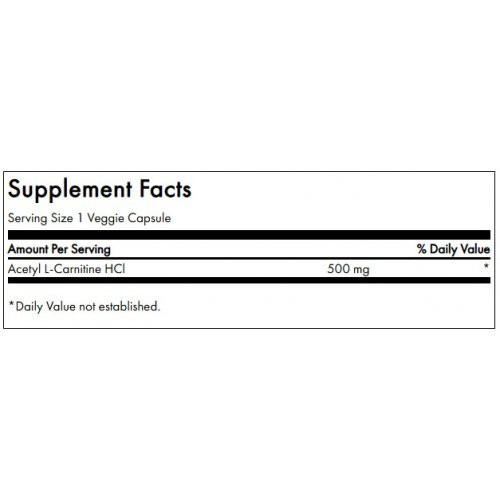 SWANSON Acetyl L-Carnitine 500mg Maisto papildas Acetil L-Karnitinas 100 kapsulių