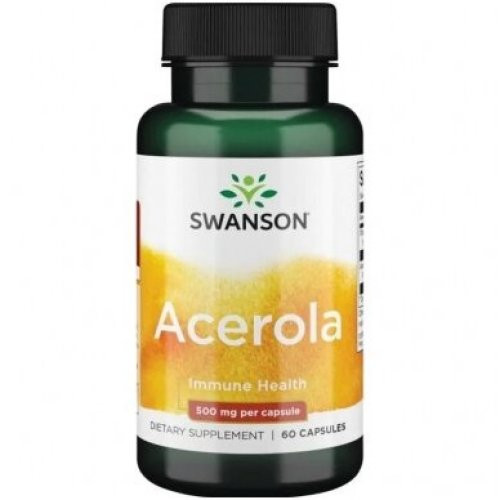 SWANSON Acerola Immune Health 500mg Acerola ir natūralus vitaminas C 60 kapsulių