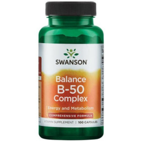 SWANSON Balance B-50 Complex Maisto papildas Vitamino B kompleksas 100 kapsulių