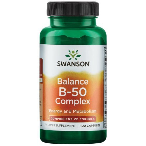SWANSON Balance B-50 Complex Energy and Metabolism Vitamino B kompleksas 100 kapsulių
