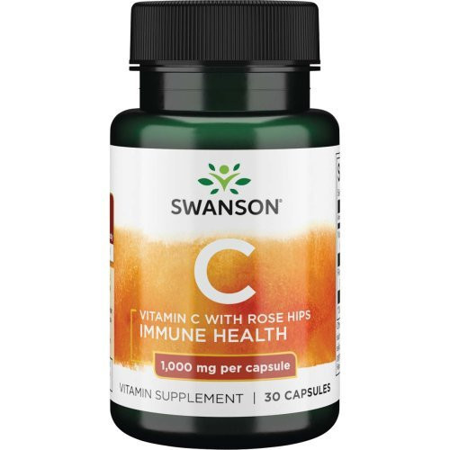 SWANSON Vitamin C with Rose Hips 1000 mg Vitaminas C su Erškėčių ekstraktu 30 kapsulių