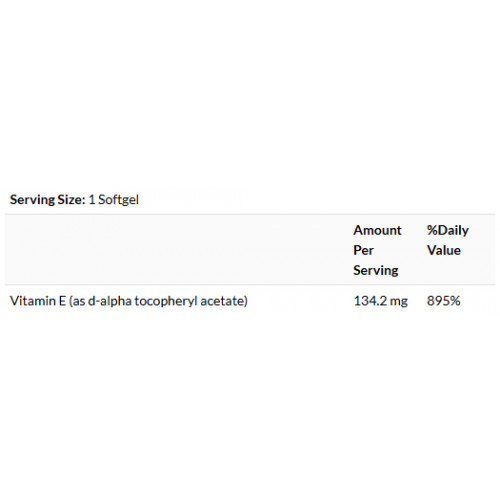 SWANSON Natural Source Vitamin E 200IU (134.2 mg) Natūralus vitaminas E 100 kapsulių