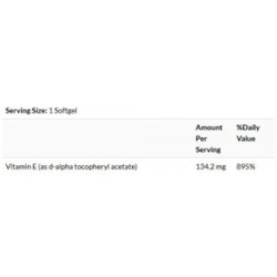 SWANSON Natural Source Vitamin E 200IU (134.2 mg) Natūralus vitaminas E 100 kapsulių