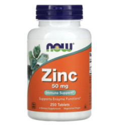 NOW Foods Zinc Gluconate 50mg Cinkas 250 tablečių