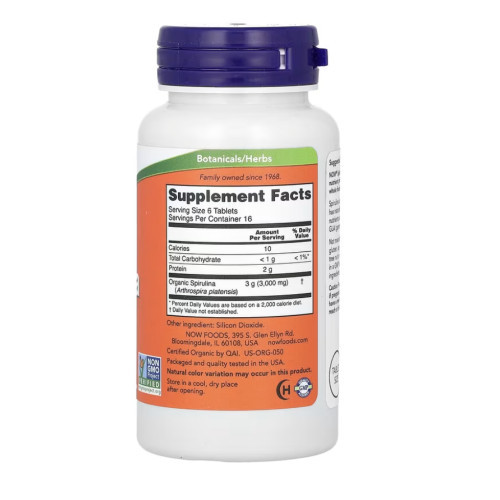 NOW Foods Organic Spirulina 500mg Spirulina 100 tab.