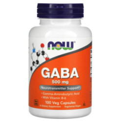 NOW Foods GABA 500mg Maisto Papildas 100 kapsulių