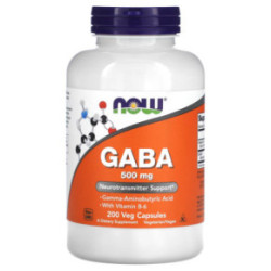 NOW Foods GABA 500mg Maisto Papildas 100 kapsulių