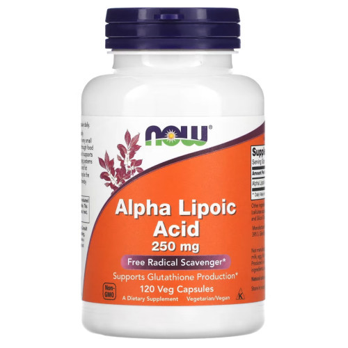 NOW Foods Alpha Lipoic Acid 250 mg Maisto papildas energijos kiekiui palaikyti 60 kapsulių