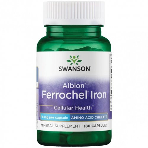 SWANSON Albion Ferrochel Iron 18mg Geležies bisglicinatas 180 kapsulių
